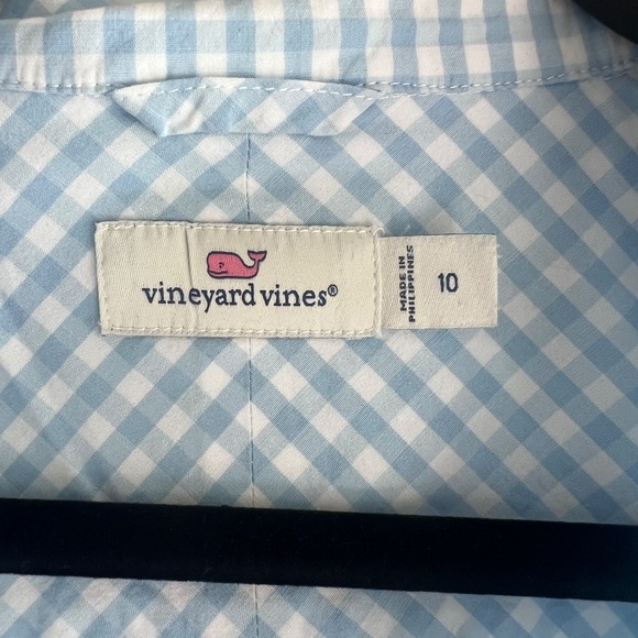 Vineyard Vines Blue Gingham Short Sleeve Button Top – Size 10 - Picture 4 of 5